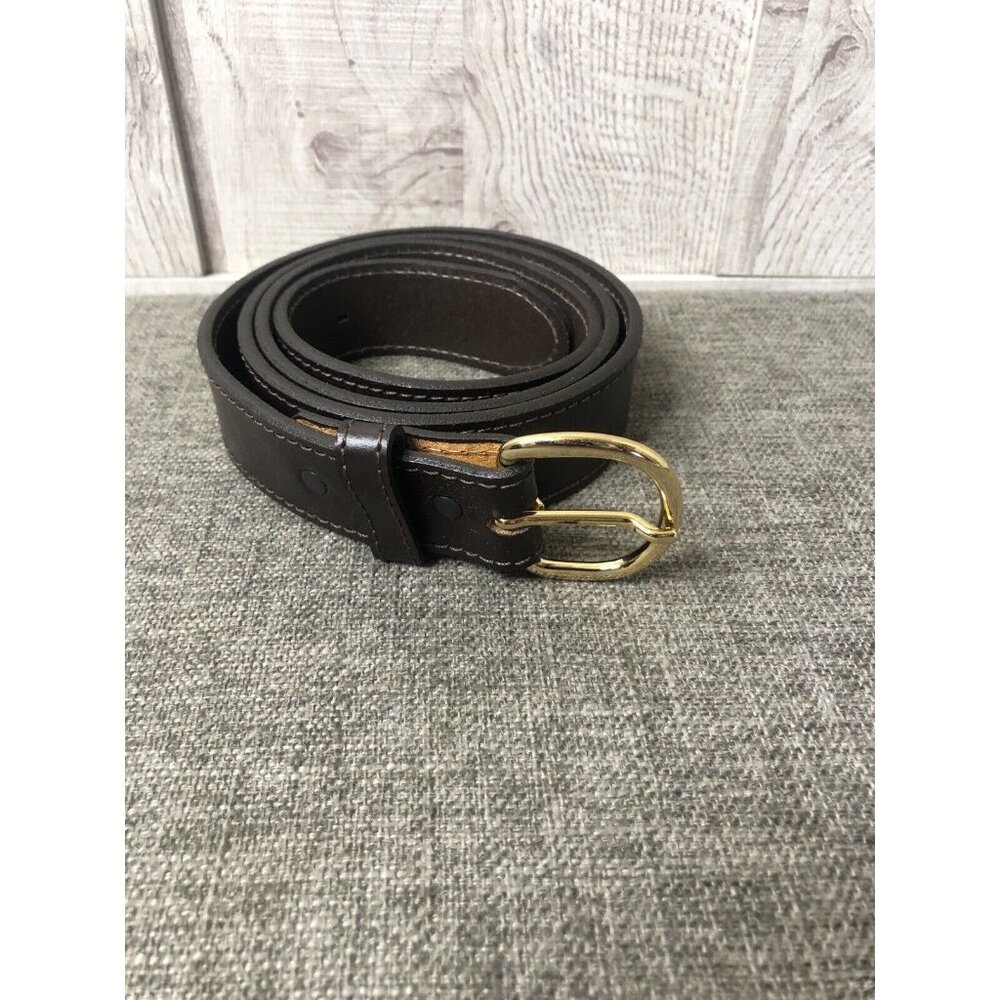 Genuine Leather Mens Belt Size 46 Brown with Removable Gold Tone Buckle